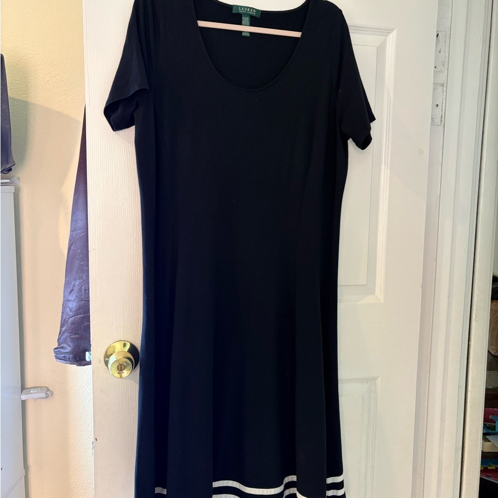 Lauren Ralph Lauren Black Dress with White Hem Stripe
